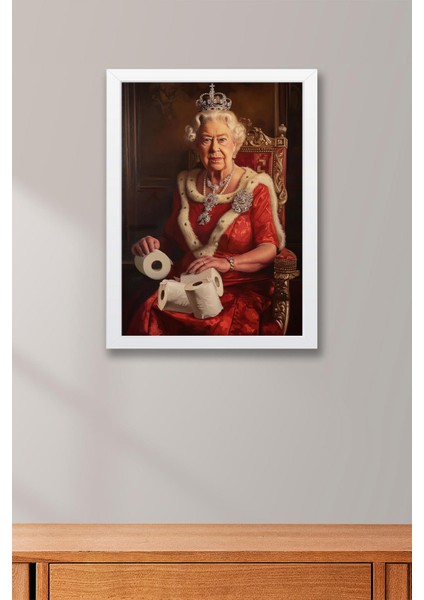 Tuvalet Kağıdı Tutan Kraliçe Elizabeth Çerçeveli Tablo - Wc Tuvalet Için Tablo fiyatları