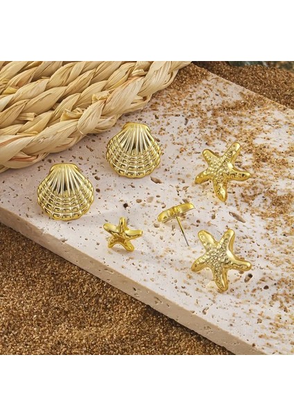 Deniz Yıldızı Istiridye 6 Parça Küpe Seti fiyatları