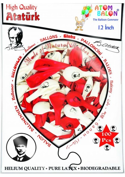 Atom Balon Atatürk Baskılı 100 Pcs fiyatları