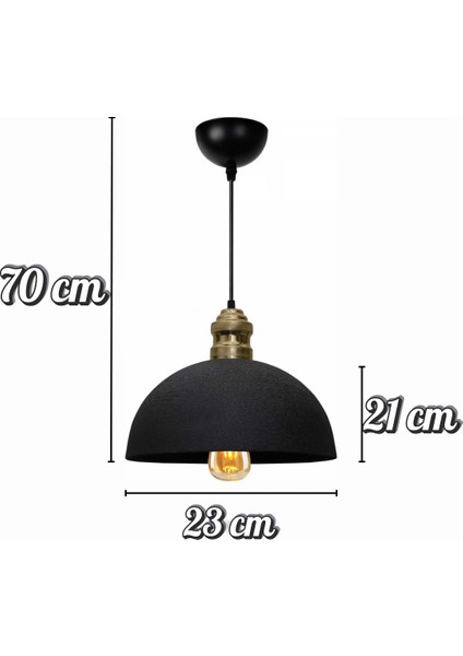 Retro Metal Tekli Sarkıt Avize Siyah | Modern Vintage Tavan Aydınlatması | Salon - Mutfak - Kafe modelleri