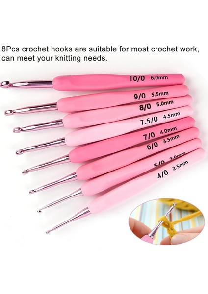 Pembe Çantalı Ergonomik Silikon Tığ Seti (2,5 Mm, 3,0 Mm, 3,5 Mm, 4,0 Mm, 4,5 Mm, 5,0 Mm, 5,5 Mm, 6,0 Mm) fiyatları