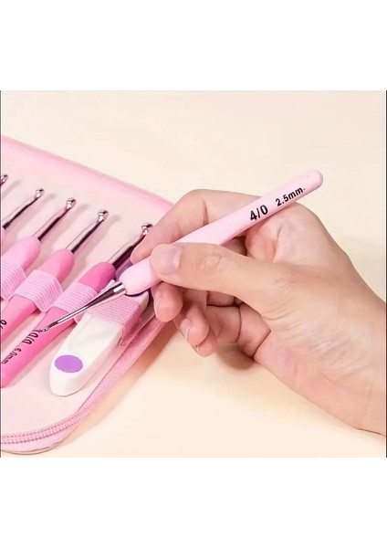 Pembe Çantalı Ergonomik Silikon Tığ Seti (2,5 Mm, 3,0 Mm, 3,5 Mm, 4,0 Mm, 4,5 Mm, 5,0 Mm, 5,5 Mm, 6,0 Mm) fırsatları