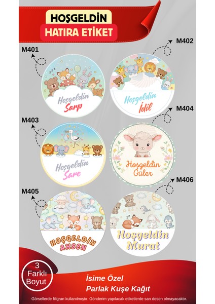 Kişiye Özel Yuvarlak Hoş Geldin Bebek Hatıra Etiketi