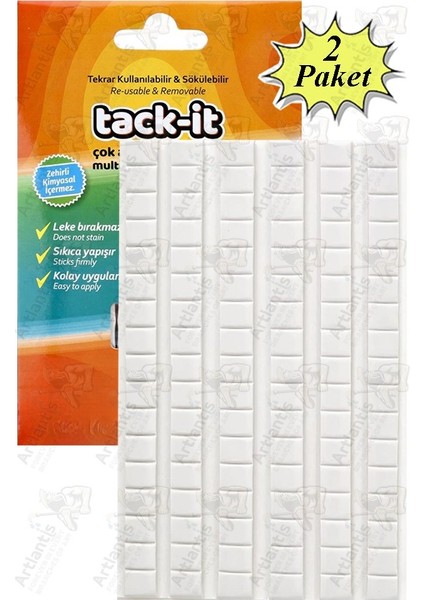 Hamur Yapıştırıcı Tack-It 50GR 2 Paket 65 Parça Macun Sakız Yapıştırıcı Takıt Çerçeve Afiş Duvar Iz Bırakmaz Sökülebilir