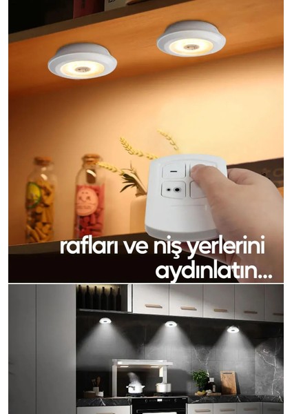 Nanopro 3 Lü Kumandalı Yapışkanlı Kablosuz Pilli LED Spot Lamba Işıldak 313040 modelleri