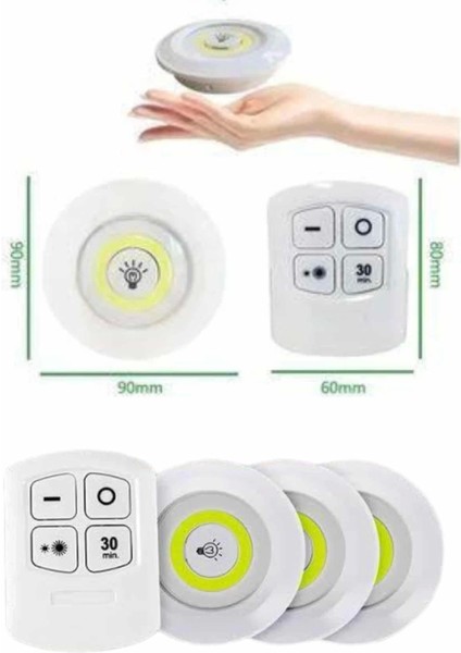 Nanopro 3 Lü Kumandalı Yapışkanlı Kablosuz Pilli LED Spot Lamba Işıldak 313040 indirimleri