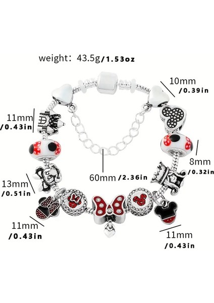 Pandora Tarz , Dissey, Minnie Mause Renkli Kalp Charmlı Bileklik, Ahşap Kutu Içerisinde indirimleri