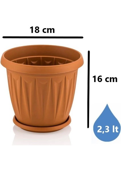 SY-5702 Plastik Ürgüp Tabaklı Saksı Takımı 2,3 Litre Kahverengi 6 Adet fiyatları