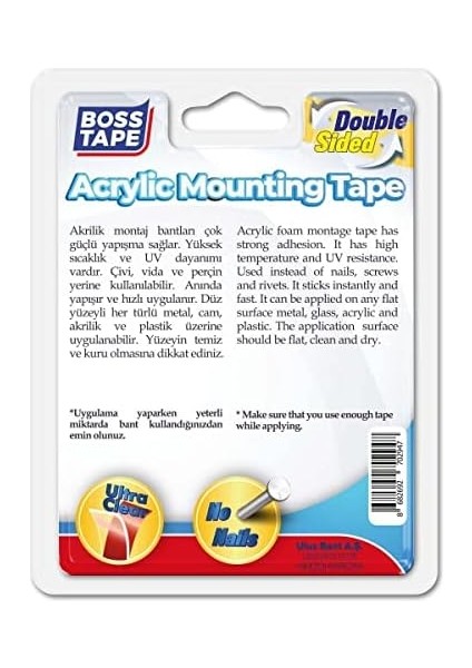 Tape-Şeffaf Çift Taraflı Akrilik Montaj Bandı 18MM/2MT Silikonlu modelleri