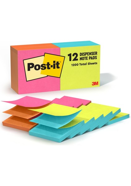 Refill, 4 Dönüşümlü Olarak Cape Renkler, 3 x 3, 100/PAD, 12 Pads/pack, 12 Pad Olarak Satılır