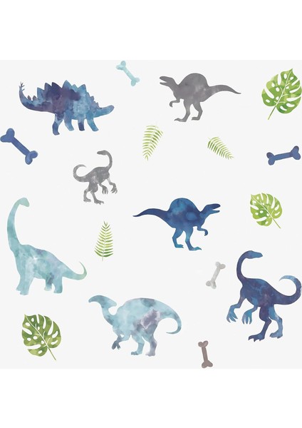 Suluboya Dinozor Soyulabilir ve Yapıştırmalı Duvar Çıkartmaları