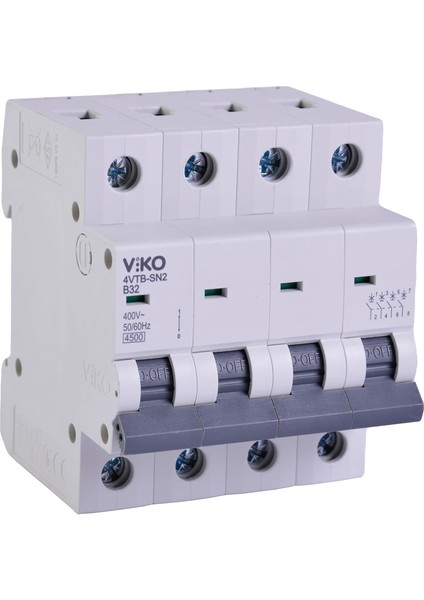 4VTB-4B32 Otomatik Sigorta 4,5ka B Tipi 4 Kutup 32A