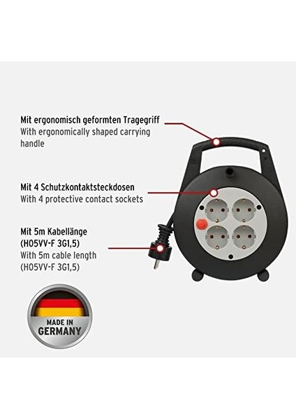Vario Line Cable Box 4 Soketli Makaralı 5 mt Kablo fiyatları
