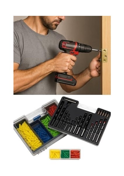 300 Parça Profesyonel Matkap Uç ve Aksesuar Seti, Taşınabilir Çantalı, Metal, Beton, Ahşap Uyumlu Uçlar, Tornavida Uçları, Adaptör, Plastik Dübel Dahil, Her Yüzeye Uygun Delme ve Vidalama fiyatları