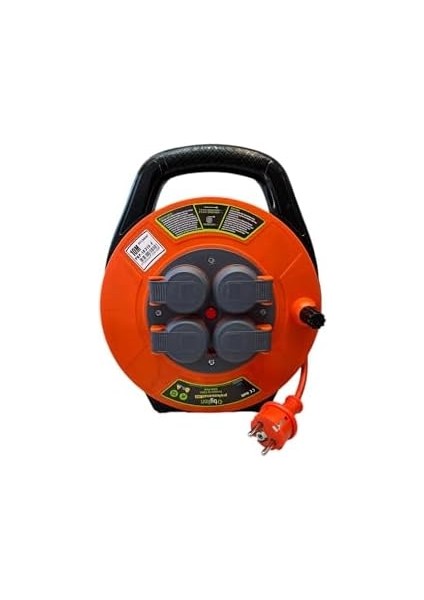 Kablo Makarası - 10 Metre, 4 Prizli, IP44 Kapaklı, 230V 16A, 1000W - Taşınabilir Çanta Tipi Uzatma Kablosu (3x1.5mm² Cca) 10315-F Bylion modelleri