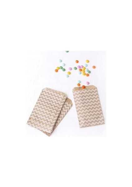Zikzak Desenli 50 Adet Kese Kağıdı, Kraft-Beyaz, 11X20 cm fiyatları