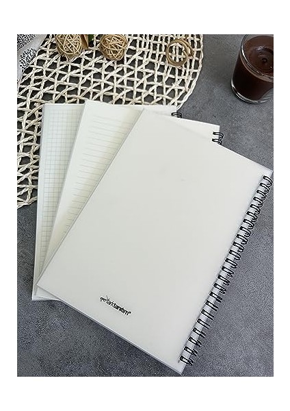 Tanıtım A5 (15X21CM) Boyutunda Şeffaf Kapağa Sahip Yırtılmaz Su Geçirmez Spiralli 60 Yapraklı (Çizgili) modelleri