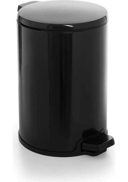 M-E49-30-06 Cigo Pedallı Çöp Kovası 12LT Paslanmaz Iç Kısım Siyah