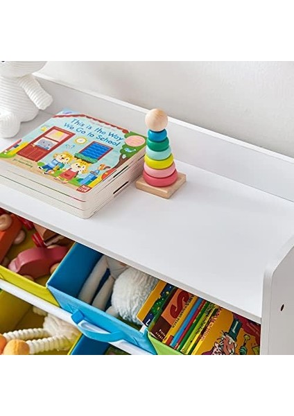 Çocuk Odası Rafı, 9 Çıkarılabilir Polar Sepetli Oyuncak Düzenleyici, Çocuk Odası Için Oyuncak ve Kitaplık, Beyaz Çerçeve, GKR31WT, 78 x 26,5 x 82,5 cm fiyatları