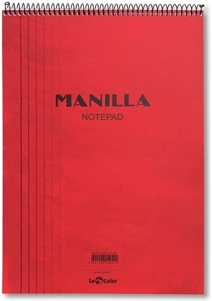 Color Manilla Ofis Bloknot A4 Kareli Kırmızı