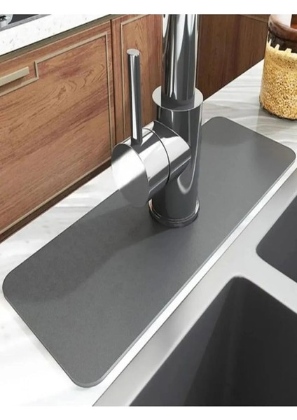 Emici Sihirli Lavabo Musluk Matı 38X13 cm Mutfak ve Banyo Için Tezgah Üstü Diatom Mat
