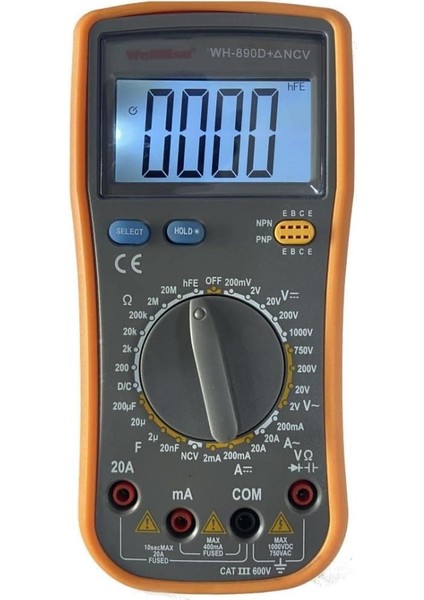 Wh 890D+ Ncv Işıklı Dijital Multimetre Ölçü Aleti