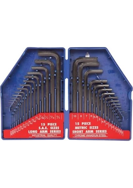 WP222018 30 Parça Uzun Boy Cr-V Metrik/inç Profesyonel Allen Anahtar Takımı fiyatları