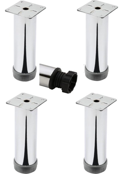 Kanepe Baza Koltuk Çekyat Yükseltme Ayağı Tablalı Krom Metal 15 cm 4 Adet