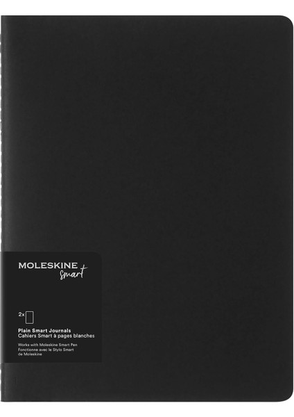 Smart Cahier Dergileri Beyaz Sayfalı 2'li Dijital Kayık Seti, Kalem+ ile Uyumlu, Karton Kapak, Ekstra Geniş Format 19 x 25 Cm, Siyah, 120 Sayfa