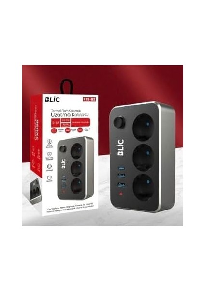 Akım Korumalı 3'lü Priz ve USB Şarj Istasyonu 2 Usb, 1 Type-C fiyatları