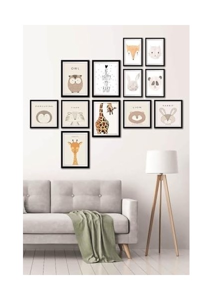 12 Parça Dekoratif Mdf Tablo Seti Çerçeve Görünümlü DEKOLIADKJ046 fiyatları