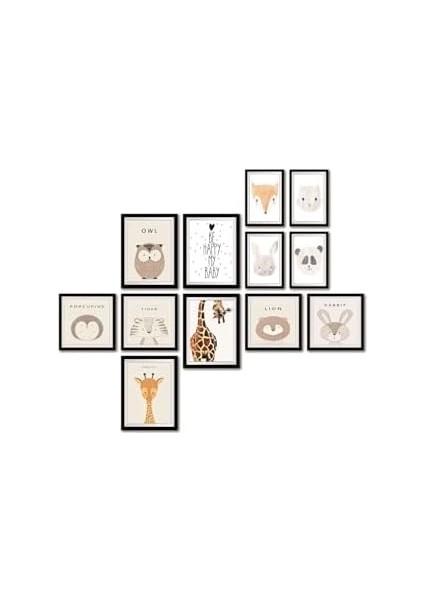 12 Parça Dekoratif Mdf Tablo Seti Çerçeve Görünümlü DEKOLIADKJ046 modelleri