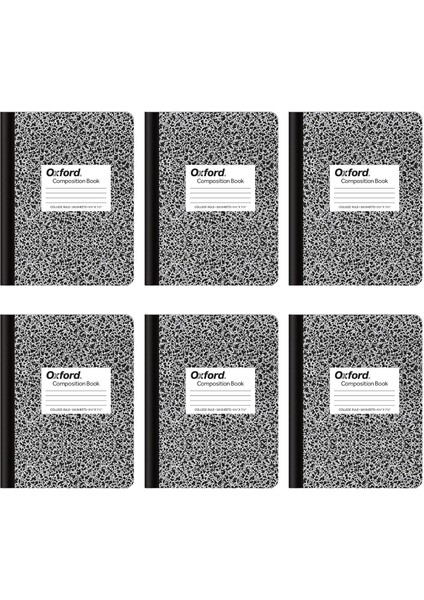 Kompozisyon Not Defterleri, Okul Malzemeleri, Okul Için Not Defterleri, Okul ve Ofis Için Compbook Defteri, Dergi, Kolej Kağıdı, 24,5 x 19,8 Cm, 100 Yaprak, Siyah, 6 Adet (63767)