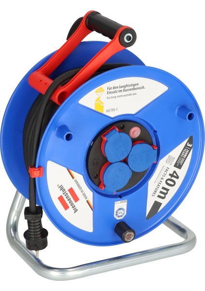 Garant IP44 Ticari/şantiye Kablo Tamburu, 40 M - Özel Plastik (Dış Mekanda Sürekli Kullanım, Alman Malı) Mavi