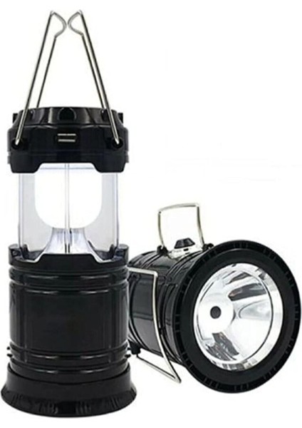 Güneş Enerjili Kamp Feneri Solar Şarjlı Işıldak Şarj Girişli