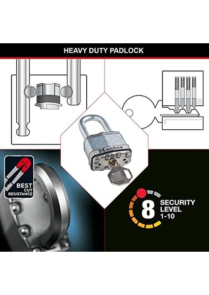 Lock Ağır Hizmet Tipi Asma Kilit [tuş Kilidi] [lamine Çelik] [hava Koşullarına Dayanıklı] M1EURDLJ - Depolama Odaları, Garajlar Vb. Için Idealdir. fiyatları