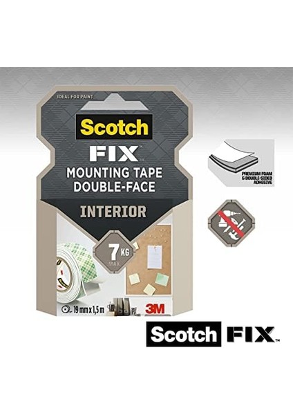Fix Iç Montaj Bandı 4496G-1915-P, 19 mm x 1,5 M, 1 Rulo/paket (Ambalaj Farklı Olabilir) fiyatları