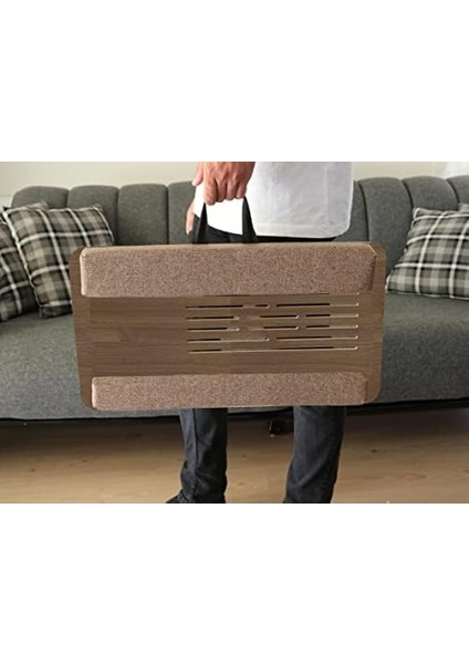 Telefon ve Tablet Bölmeli Minderli Laptop Sehpası Notebook Bilgisayar Çalışma Masası, Antik Meşe modelleri