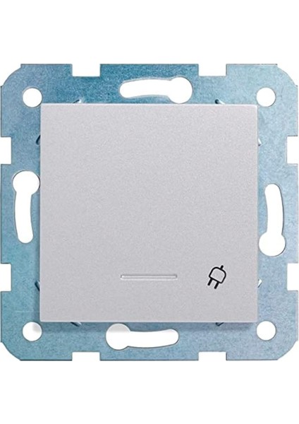 Novella Gümüş Kapakli Toprakli Priz Mekanizma+Düğme Kapak Çabuk Bağlanti Çarpma Karşıtı Çocuk Korumalı