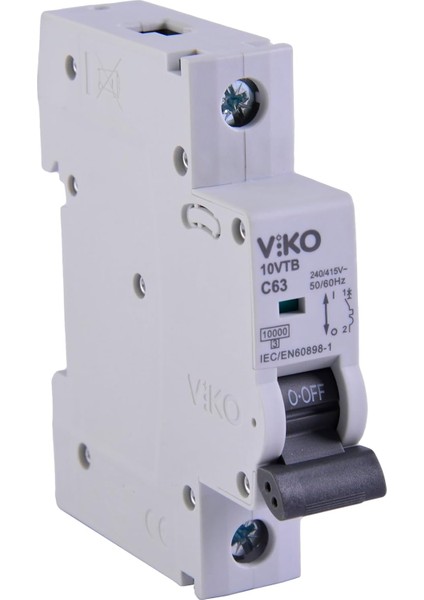 10VTB-1C63 Otomatik Sigorta 10KA C Tipi 1 Kutup 63A