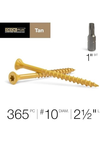 Plus Ahşap Vidalar, Tan Dış Vidalar, 10-2.5", 5 Lb Kutu, 48416 fiyatları