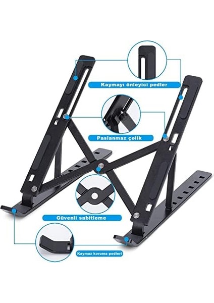 Taşınabilir Laptop Stant Bilgisayar Stant Notebook Stant Tüm Laptoplarla Uyumlu Siyah Bilgisayar Standı Taşınabilir Metal Kaymaz Stant Dizüstü Bilgisayar Stantları Stantı Siyah modelleri