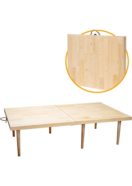 Katlanır Kamp, Piknik ve Bahçe Masası 70X120 cm - Ham Naturel Renk