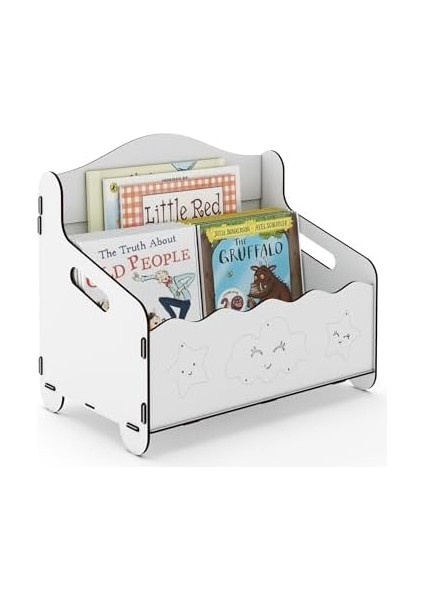 Monte Montessori Bank Kitaplık Dergilik Çocuk Odası Ahşap Mdf Bebek Kitaplığı Mini Çocuk Kitaplığı (Beyaz) fiyatları