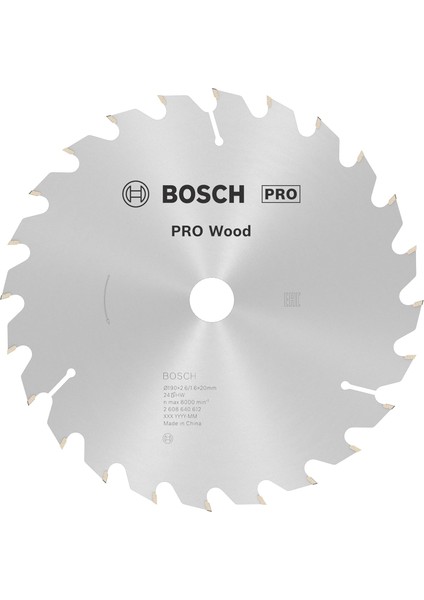 Daire Testere Bıçağı, Gri, 190X20/16X2,6 Mm, 24, 1 Adet