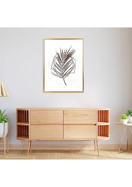 Gold Renk Ahşap Çerçeveli Gold Kabartmalı Palmiye Yaprağı Kanvas Tablo Gold-Beyaz 45X2,5X60 Cm. modelleri
