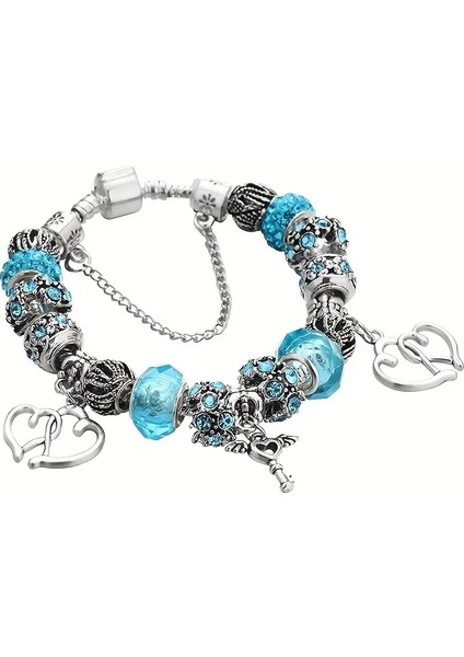 Pandora Tarz , Trend Turkuaz, Kalp Sevgi Temalı Charmlı Bileklik, Ahşap Kutu Içerisinde fiyatları