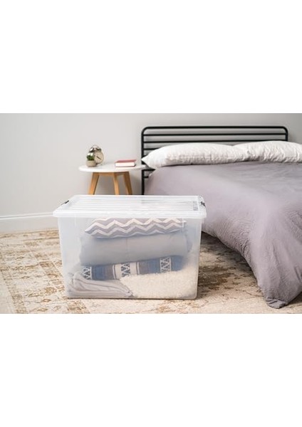 Ohyama Usa 132 Kuart Büyük Saklama Kutusu Yardımcı Çanta Düzenleme Konteyner Kutusu, Giysi Saklamak Için Tokalı Kapaklı, 1 Paket, Şeffaf modelleri