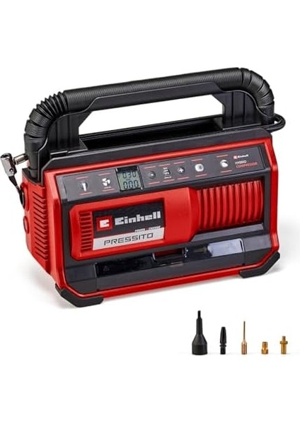 Pressito 18/25 Power X-Change Hibrit Kompresör (18 V, Güç Kablosu Veya Akü ile Çalışır, Maks. 11 Bar, 4-Parçalı Adaptör Seti ve 2 Hortum Dahil, Akü Dahil Değildir) - 4020430 fiyatları