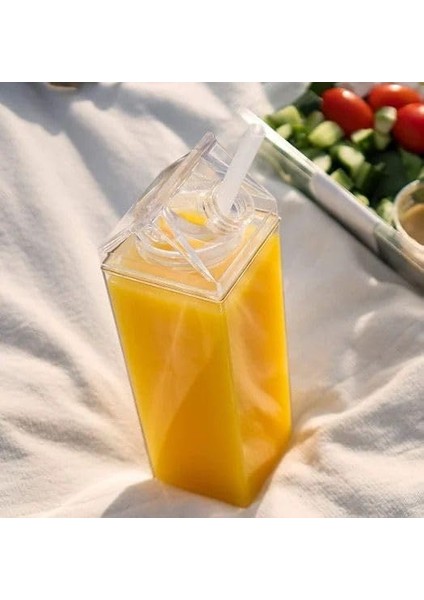 Süt Kutu Tasarımlı Su Kahve Içecek Şişesi | Cam Değildir | Kahve ve Sunum Bardağı ve Matarası 500-600ML fiyatları